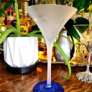 Gray goose vodka frosted martini glass blue blown glass bottom